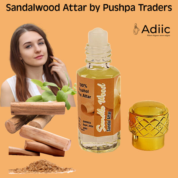 Woody Sandal Attar (6 ml, Roll-On Bottle, Alcohol-Free)