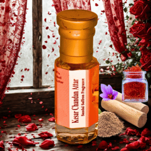 Kesar Chandan Attar – Pure Saffron & Sandalwood Blend, Long-Lasting Natural Fragrance, Unisex Perfume