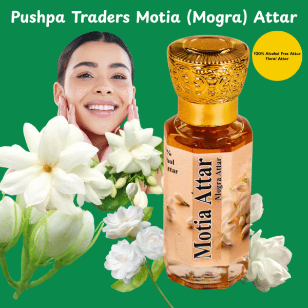 5 Motia Attar – Pure Natural Jasmine Perfume Oil | Long-Lasting Alcohol-Free Fragrance | Unisex Roll-On | Made in India