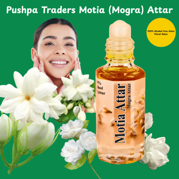 6 Motia Attar – Pure Natural Jasmine Perfume Oil | Long-Lasting Alcohol-Free Fragrance | Unisex Roll-On | Made in India