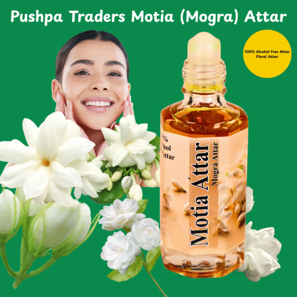 6 Motia Attar – Pure Natural Jasmine Perfume Oil | Long-Lasting Alcohol-Free Fragrance | Unisex Roll-On | Made in India