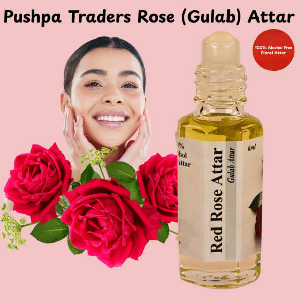6 Rose Attar – Pure Natural Gulab Fragrance | Alcohol-Free, Long-Lasting Attar for Men & Women | Indian Floral Perfume