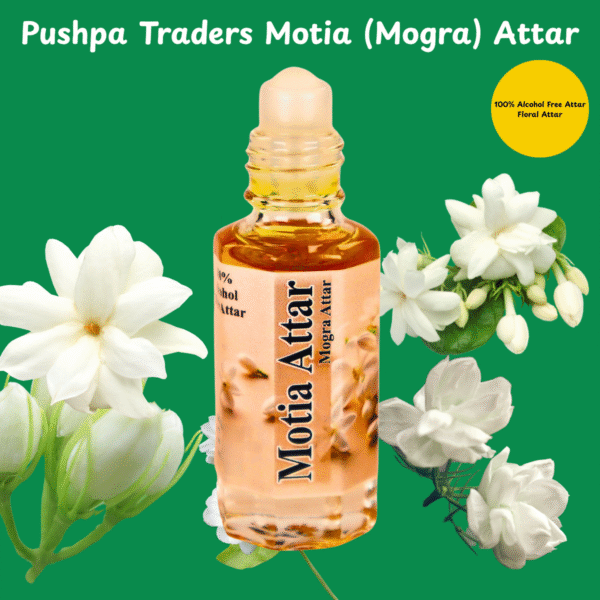 7 Motia Attar – Pure Natural Jasmine Perfume Oil | Long-Lasting Alcohol-Free Fragrance | Unisex Roll-On | Made in India