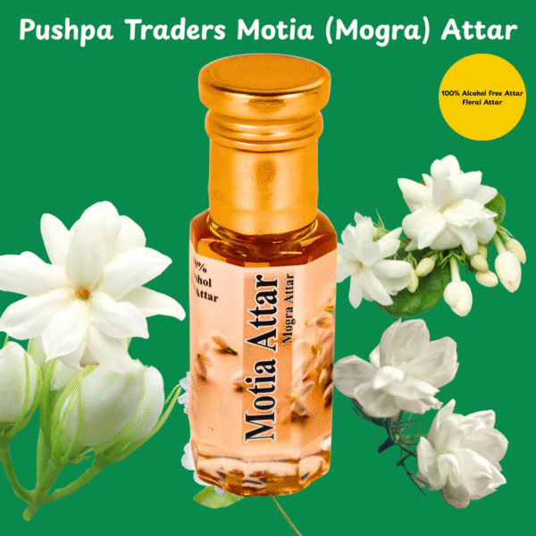 8 Motia Attar – Pure Natural Jasmine Perfume Oil | Long-Lasting Alcohol-Free Fragrance | Unisex Roll-On | Made in India