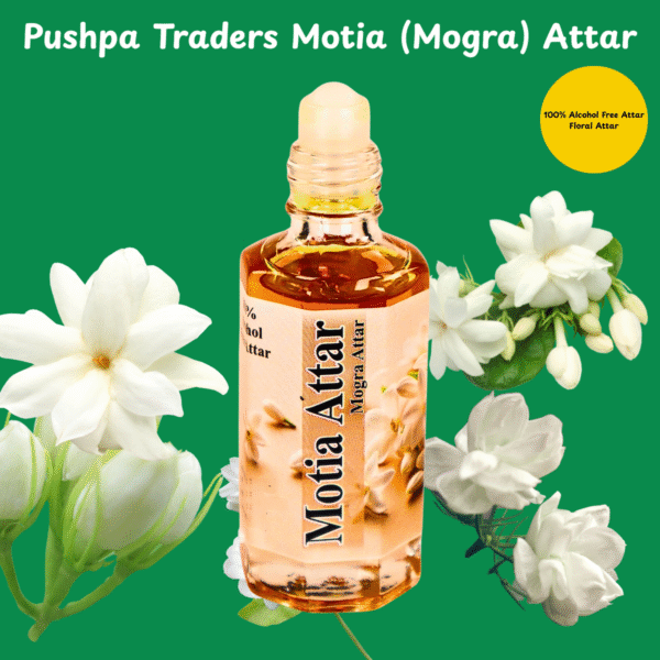 8 Motia Attar – Pure Natural Jasmine Perfume Oil | Long-Lasting Alcohol-Free Fragrance | Unisex Roll-On | Made in India