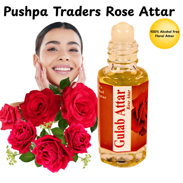 8 Gulab Attar – Pure Indian Rose Perfume, Long-Lasting Floral Fragrance, Alcohol-Free Natural Scent for Men & Women